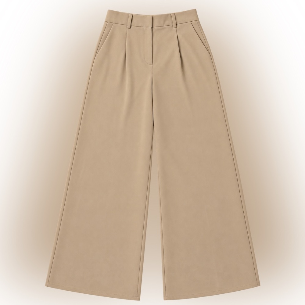 Wide-Leg Tan Women's Pants